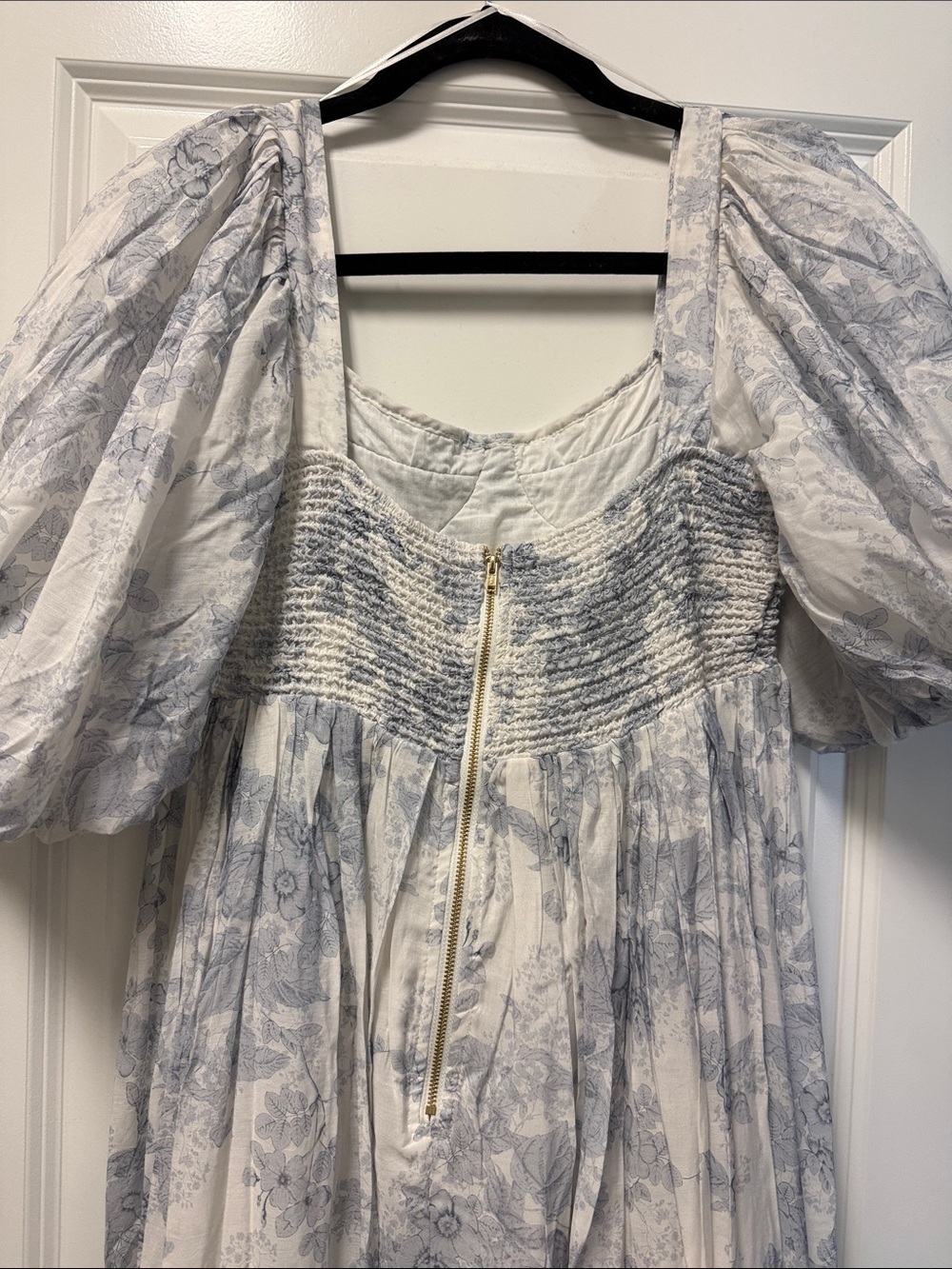 NWT Blue Floral Midi Smocked Dress - Picture 7 of 9